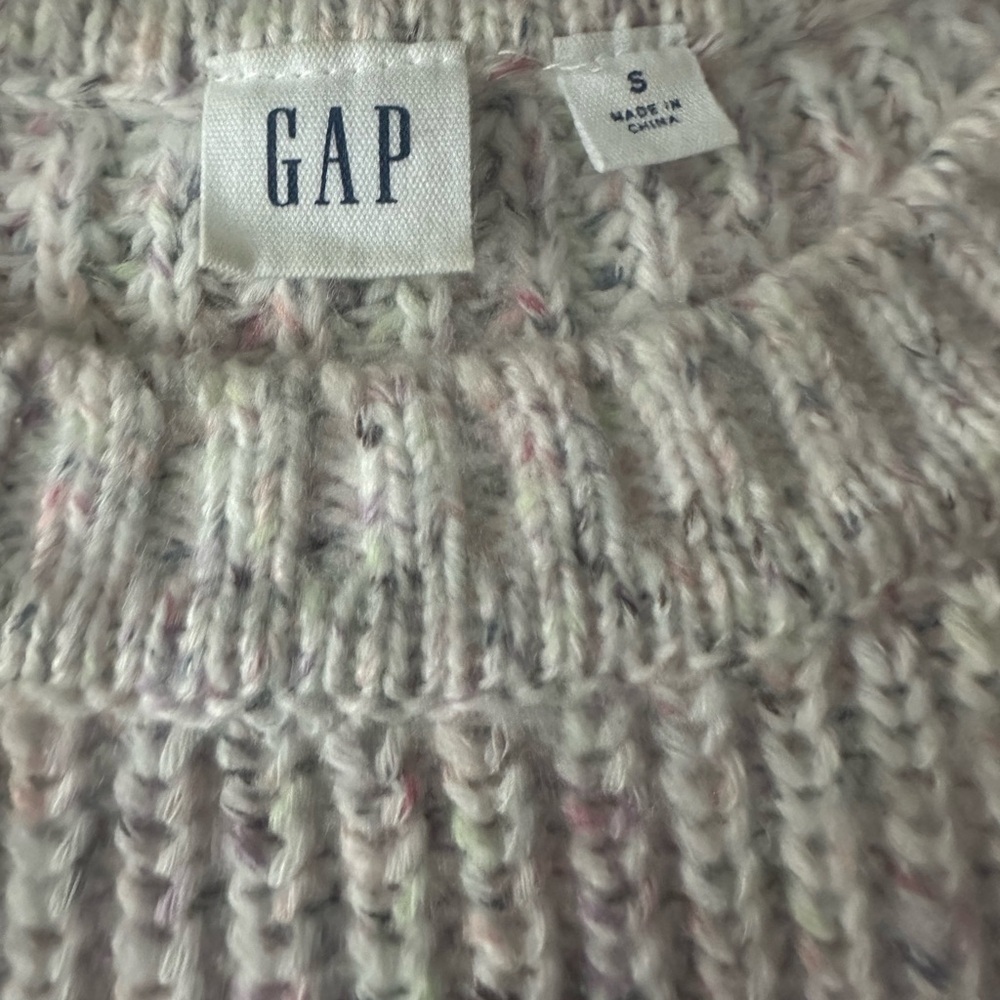 GAP Cream Confetti Speckled Shaker Stitch Ribbed Sweater - Small - Picture 3 of 4